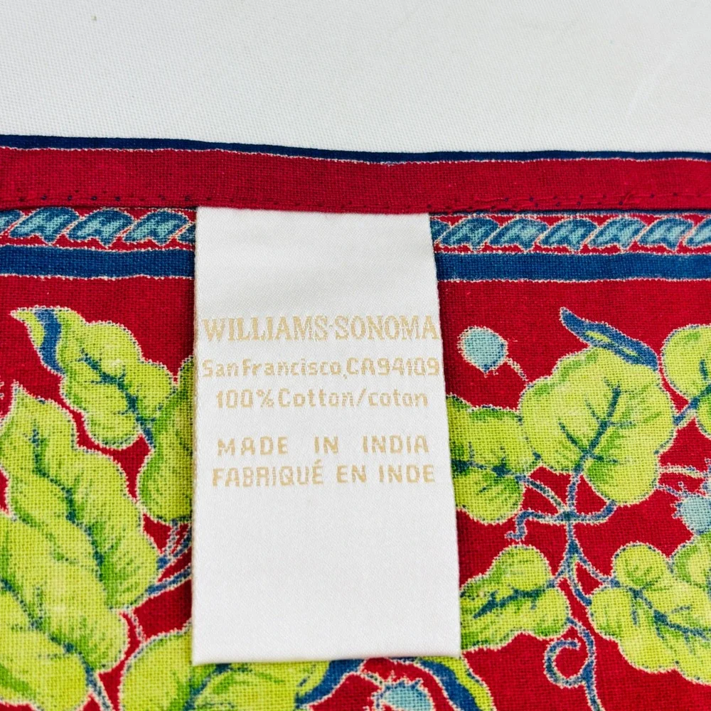 Williams Sonoma Provence Red Napkin Set of 4 Floral Leaf Bees 20x20 Cotton